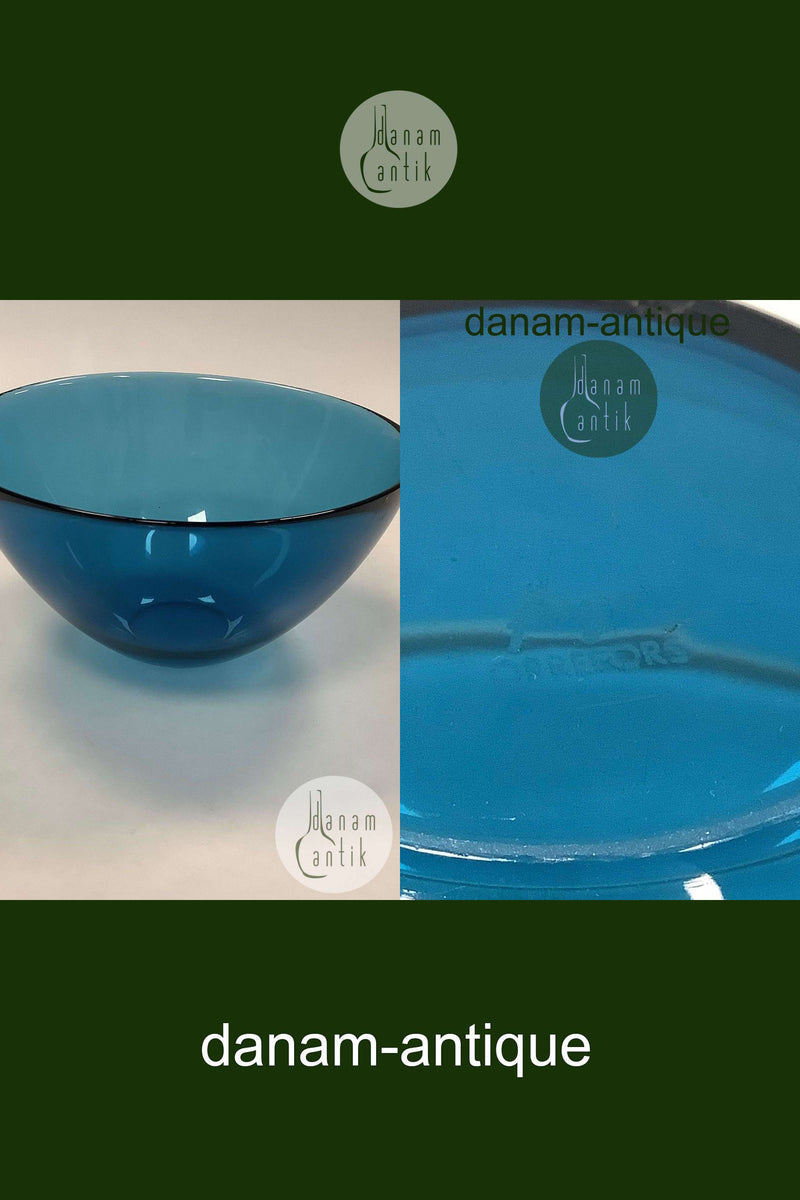 Orrefors Fuga Rund Glas Skål i blå Sverige