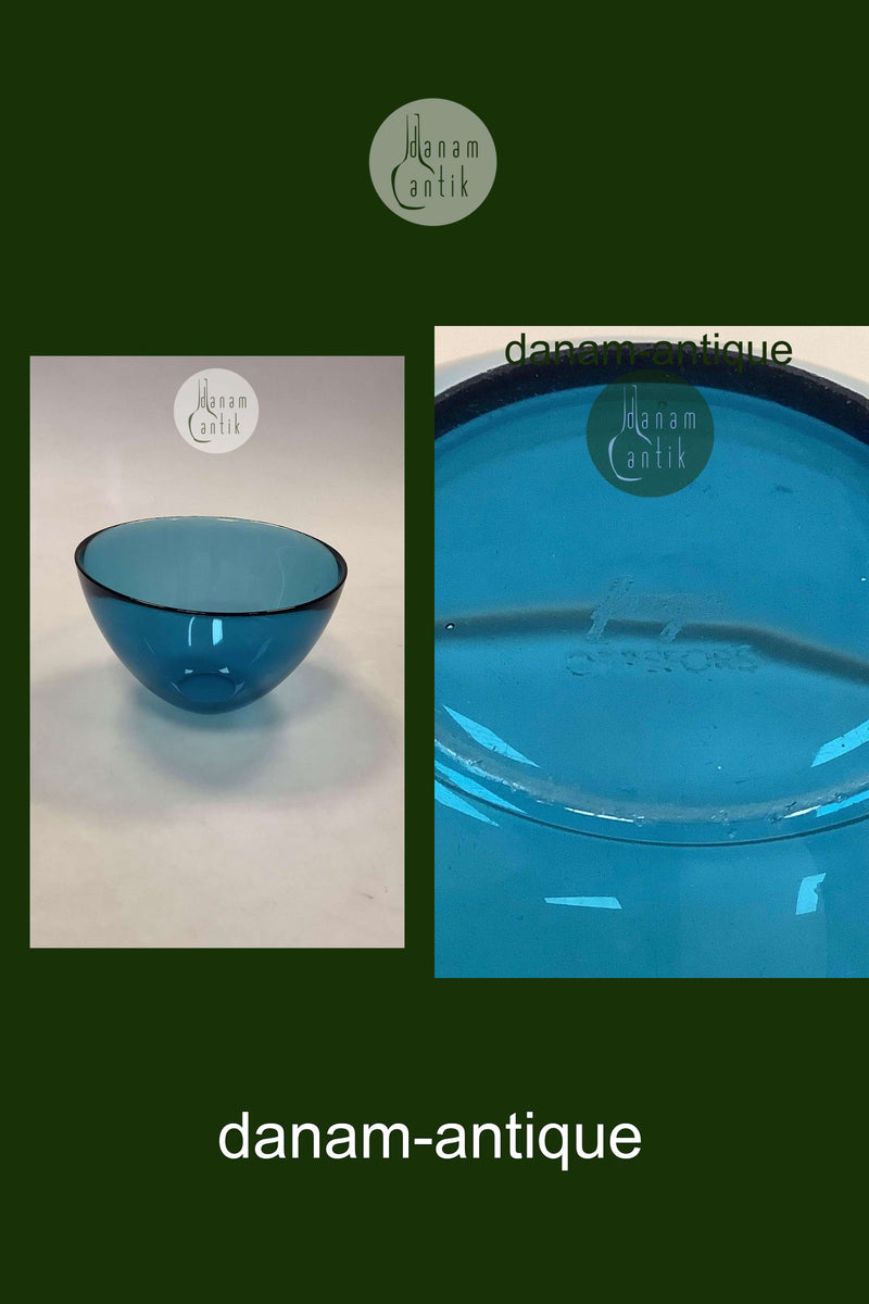 Orrefors Fuga Rund Glas Skål i blå Sverige