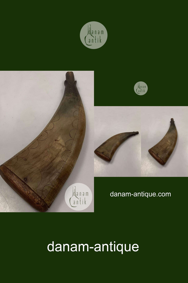 Antique powder horn made of horn