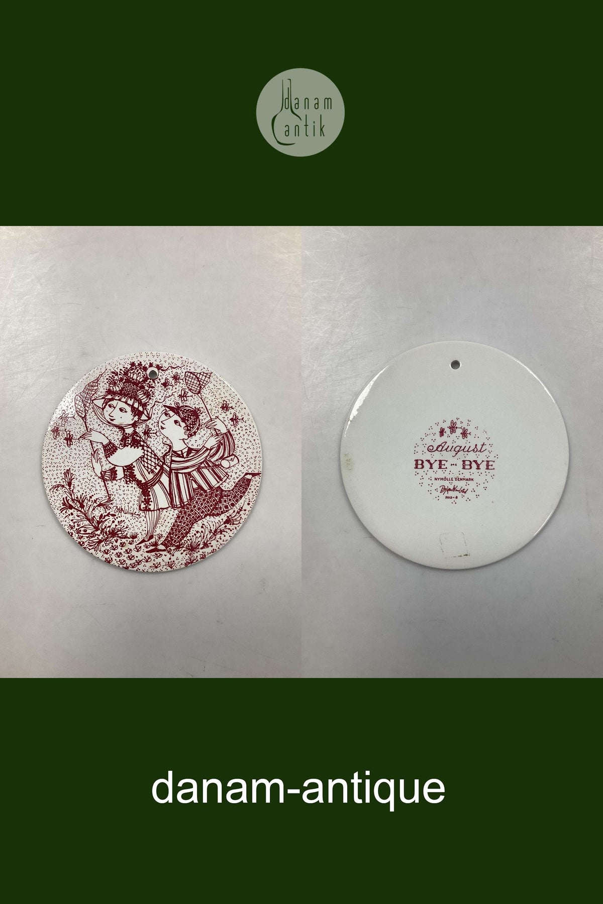 Bjørn Wiinblad: Red August plate from Nymølle - BYE-BYE