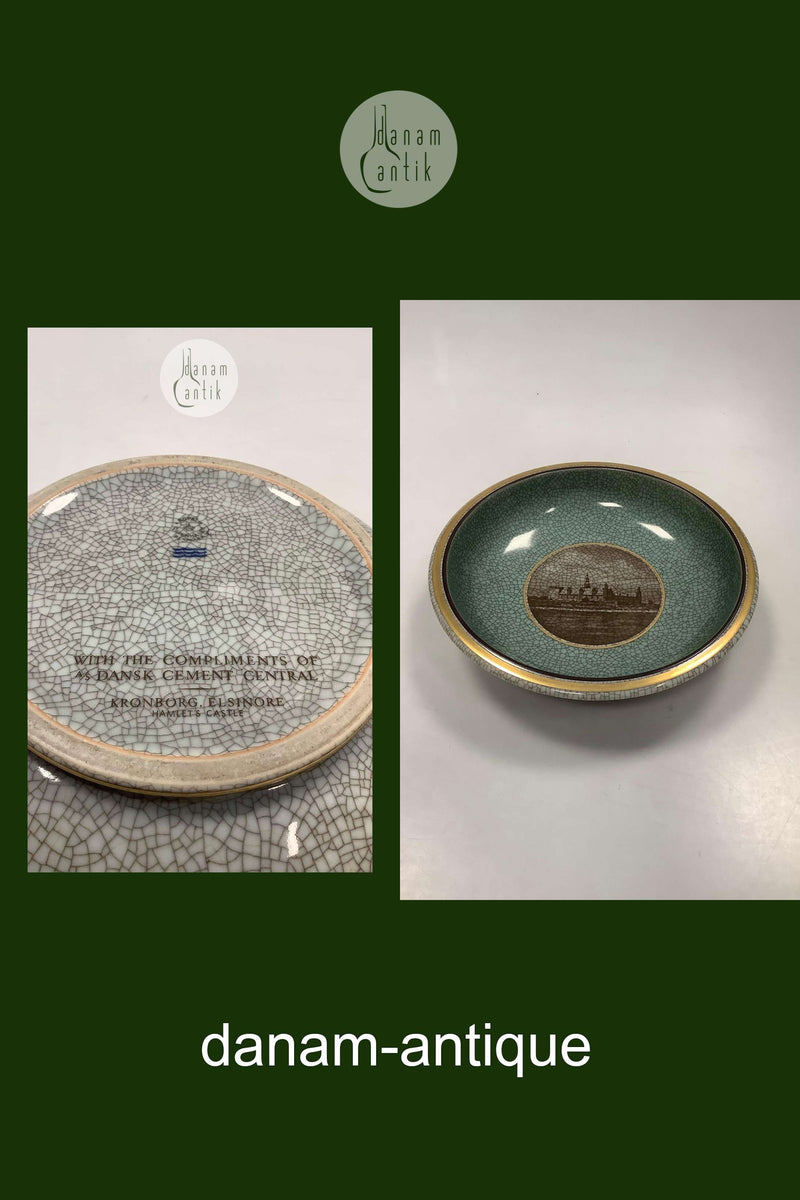 Royal Copenhagen Krakele i Grøn med motiv af Kronborg for Dansk Cement Central