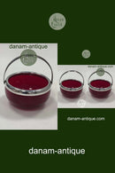 Dansk Glas Sukkerskål med sølvplet montering