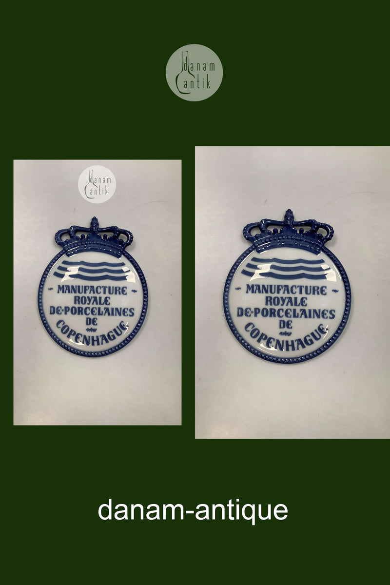 Royal Copenhagen Fransk Forhandler Skilt med Krone, tidlig