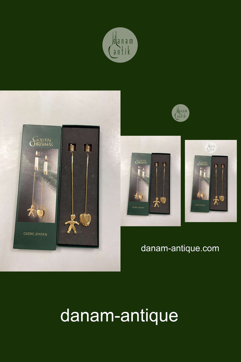 Georg Jensen Golden Christmas Lyseholder - Garnnisse og Æble 2001