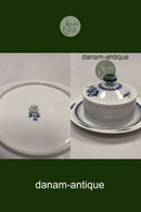 Bing og Grøndahl Jubilæumsstel / Blå Nellike Smørskål med låg