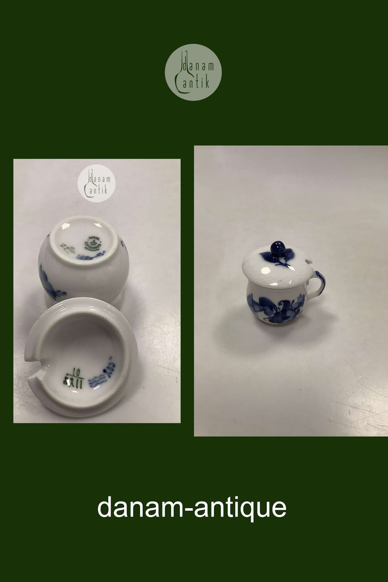 Royal Copenhagen Blå Blomst Flettet Sennepskrukke No 8211