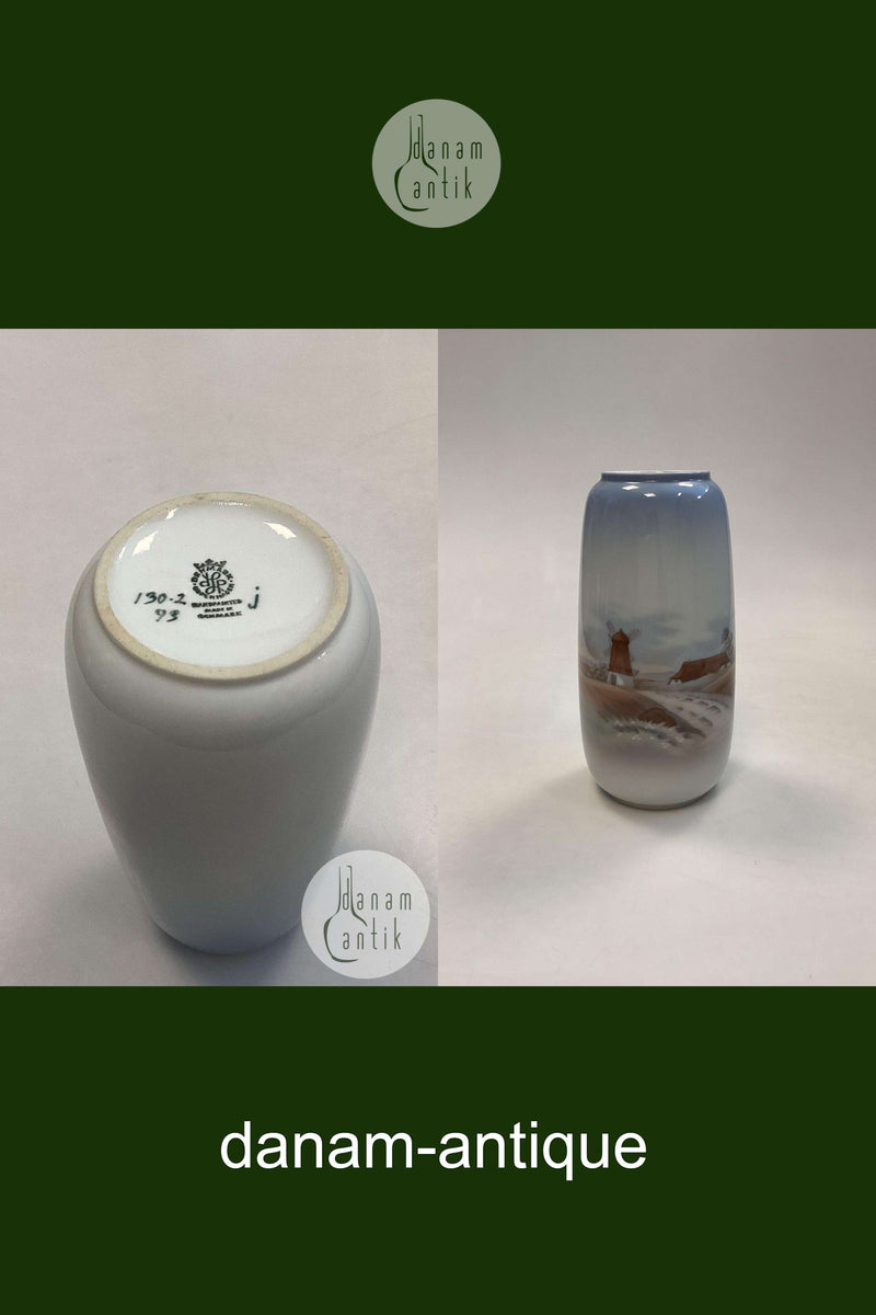 Lyngby Porcelæn Vase med Mølle No. 130-2/93