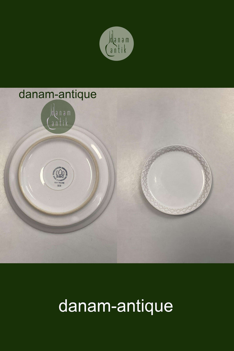 Bing og Grøndahl/Kronjyden Stentøj Hvid Cordial Kagetallerken No. 306