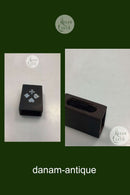 Tændstikæske i træ med sølvindlæg af kortkulør