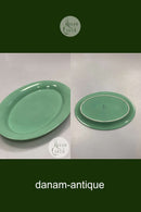 Royal Copenhagen Ursula oval Tallerken i Lysegrøn No. 624