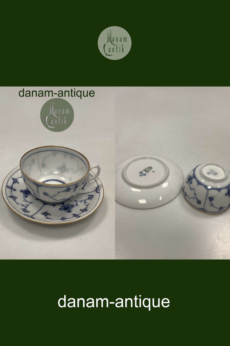 Bing og Grøndahl Musselmalet Riflet / Blåmalet Thekop