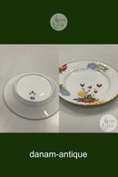 Royal Copenhagen Stel No 93 Hvid Halvblonde m. Blomster og Guldkant Kagetallerken