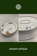 Royal Copenhagen Stel No 93 Hvid Halvblonde m. Blomster og Guldkant Ovalt Fad 30cm