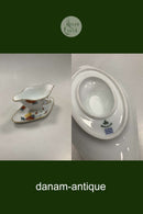 Royal Copenhagen Stel No 93 Hvid Halvblonde m. Blomster og Guldkant Sovseskål