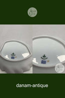 Royal Copenhagen Stel No 93 Hvid Halvblonde m. Blomster og Guldkant Bladformet Asiet