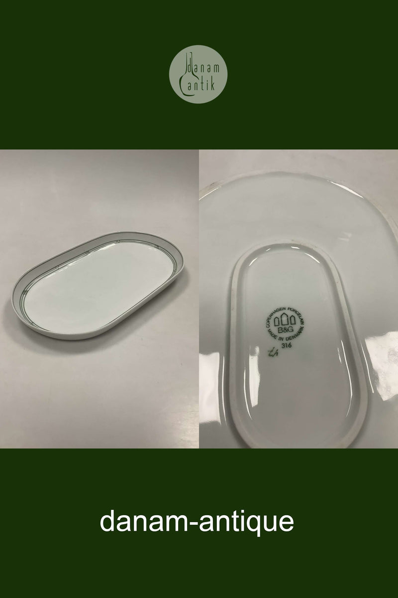 Bing og Grøndahl Delfi Grøn Aflangt fad No 316