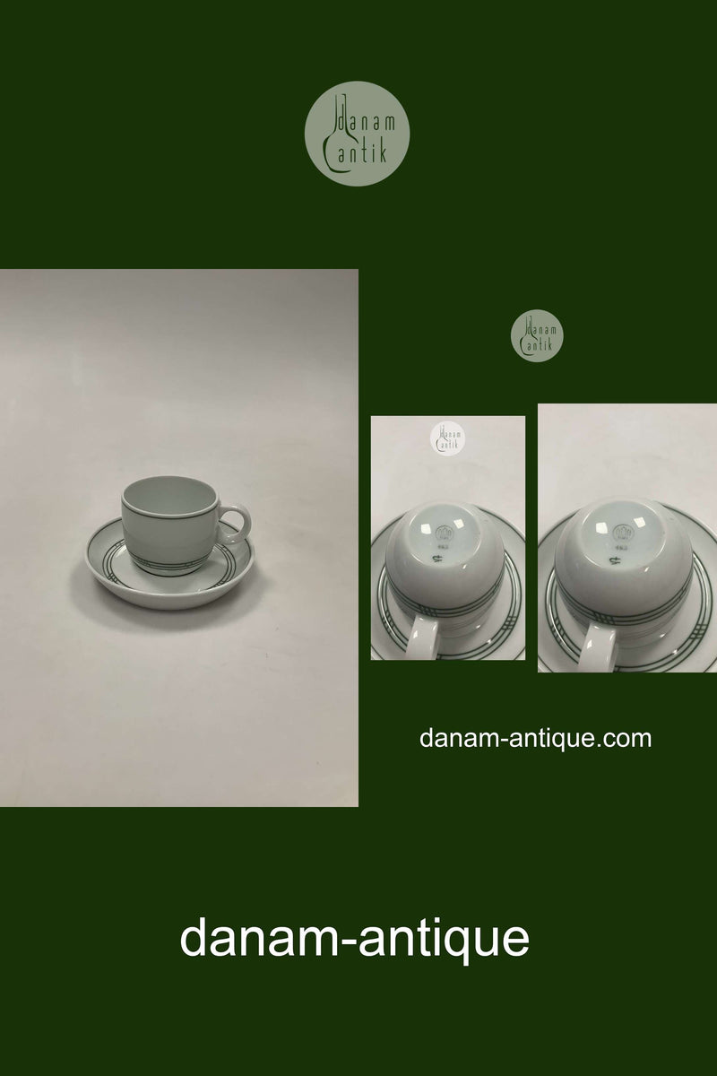 Bing & Grøndahl Delfi Grøn Espresso Kop og Underkop No 463