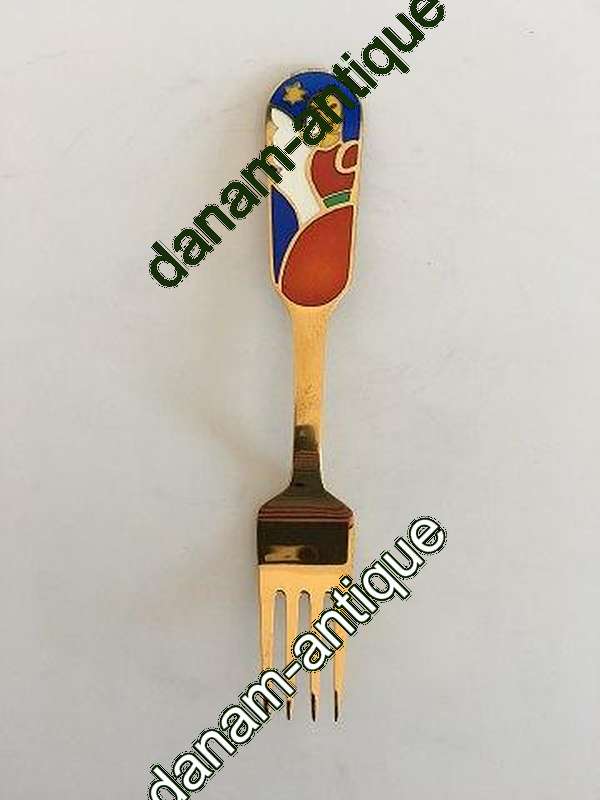 A. Michelsen 1989 Julegaffel Forgyldt Sterling Sølv med Emalje