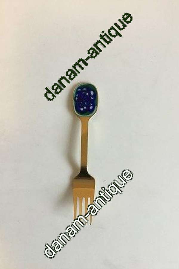 A. Michelsen 1987 Julegaffel Forgyldt Sterling Sølv med emalje