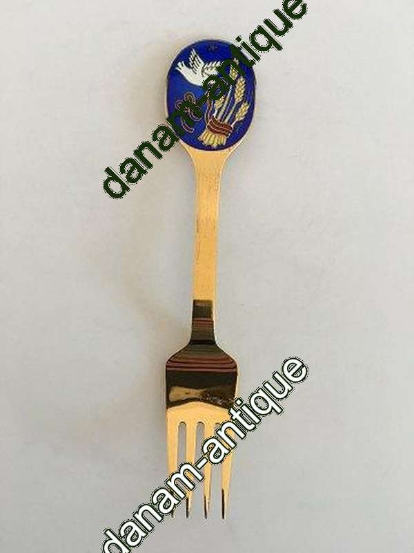 A. Michelsen 1985 Julegaffel Forgyldt Sterling Sølv med emalje