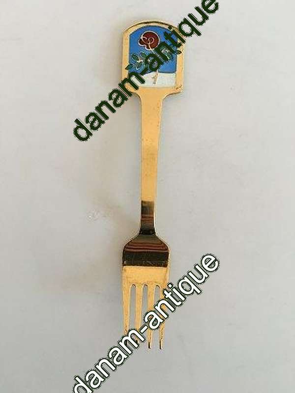 A. Michelsen 1977 Julegaffel Forgyldt Sterling Sølv med Emalje