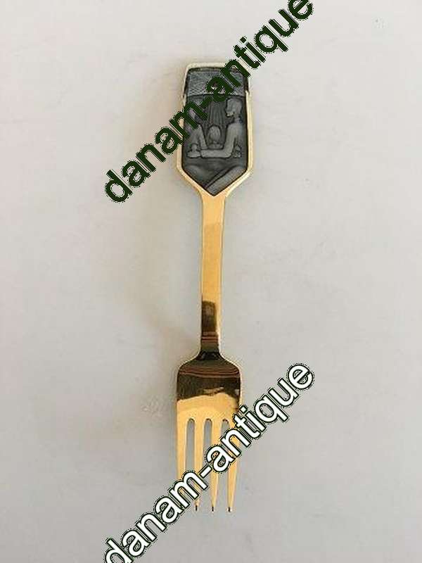 A. Michelsen 1973 Julegaffel Forgyldt Sterling Sølv med Emalje