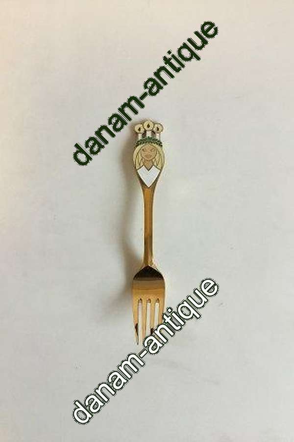 A. Michelsen 1959 Julegaffel Forgyldt Sterling Sølv med Emalje