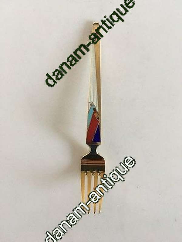 A. Michelsen Julegaffel 1958 Forgyldt Sterling Sølv og Emalje.