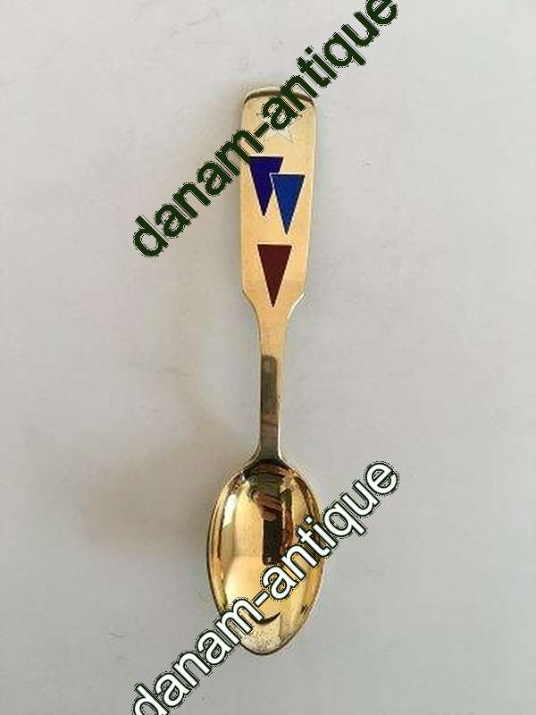A. Michelsen Christmas Spoon 1954 Gilded Sterling Silver with Enamel
