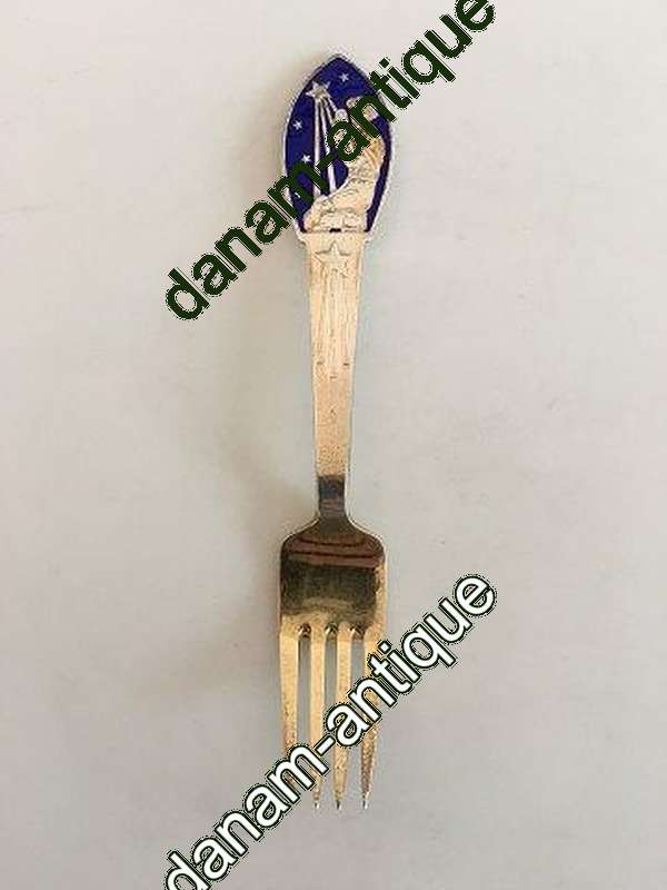 A. Michelsen 1935 Julegaffel Forgyldt Sterling Sølv med Emalje