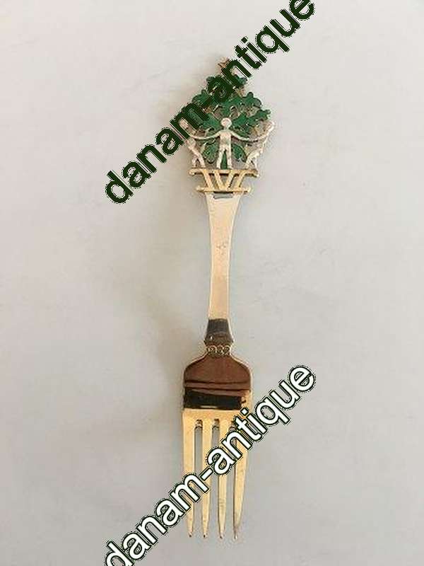 A. Michelsen 1932 Julegaffel Forgyldt Sterling Sølv med Emalje