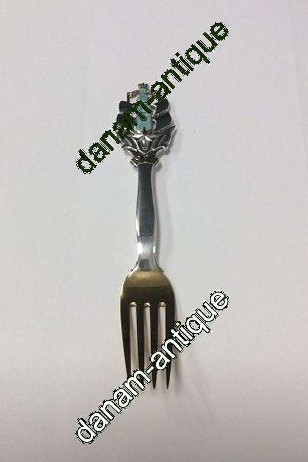 A. Michelsen 1930 Julegaffel Forgyldt sterling sølv med emalje.