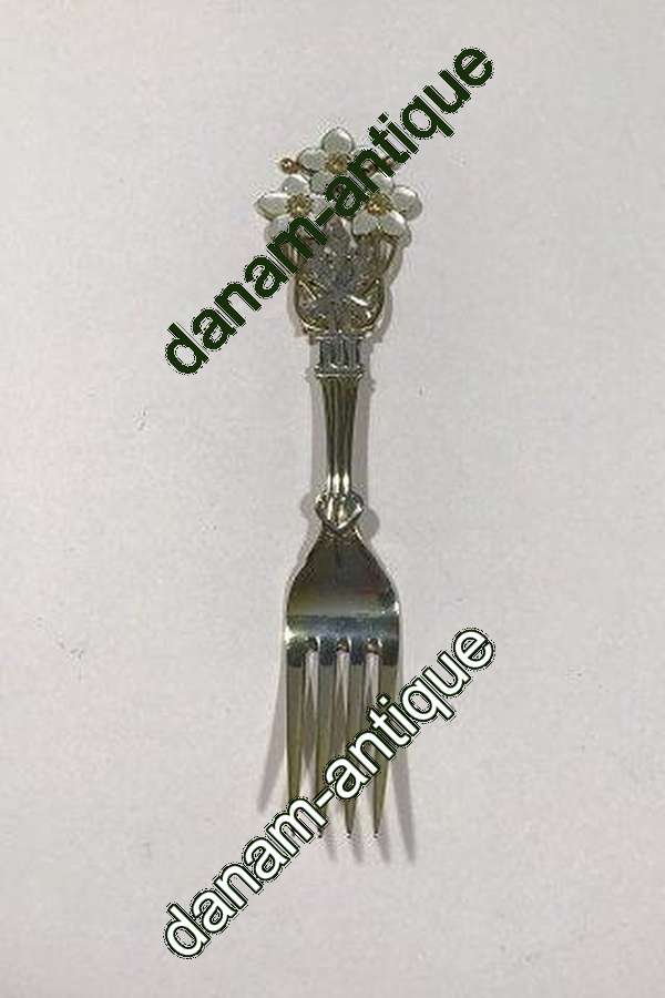 A. Michelsen 1929 Julegaffel Forgyldt Sterling Sølv med emalje