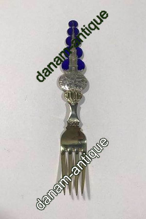 A. Michelsen 1927 Julegaffel Forgyldt Sterling Sølv med Emalje