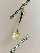 J. Tostrup Sterling Sølv Mokka skeer sæt på 8 med emalje Norsk