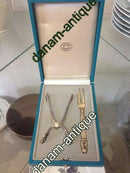 Georg Jensen King Sterling Silber Zuckerzange und -gabel in Box