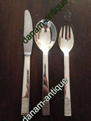 Georg Jensen Relief Sterling Silber Kinderbesteck Messer, Löffel und Gabel