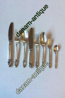 Georg Jensen Sterling Silver Acorn Flatware Set. 32 Pieces, 4 Persons