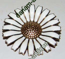 Anton Michelsen Large Marguerite Brooch in Sterling Silver and Enamel