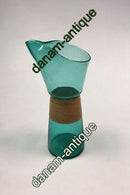 Kastrup Glasværk Opaline form Grøn Kande m/omviklet bambus.