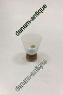 Kastrup Glassworks Opaline Dram Glass with bamboo wrapping