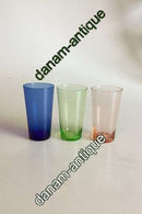 3 Vandglas af blåt, grønt og orange glas Holmegaard