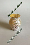 Glasvase, Gul med hvid dekoration