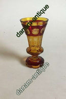 Glasvase, Gul og Rød med sleben dekoration