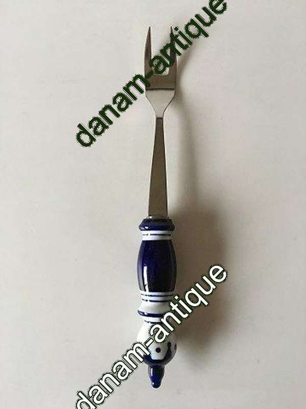 Rosenthal Blå Bjørn Wiinblad Siena Stor Kødgaffel i Keramik og Rustfrit Stål