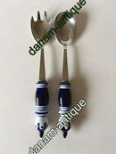 Rosenthal Blå Bjørn Wiinblad Siena Salat Serveringsæt i Keramik og Rustfrit Stål