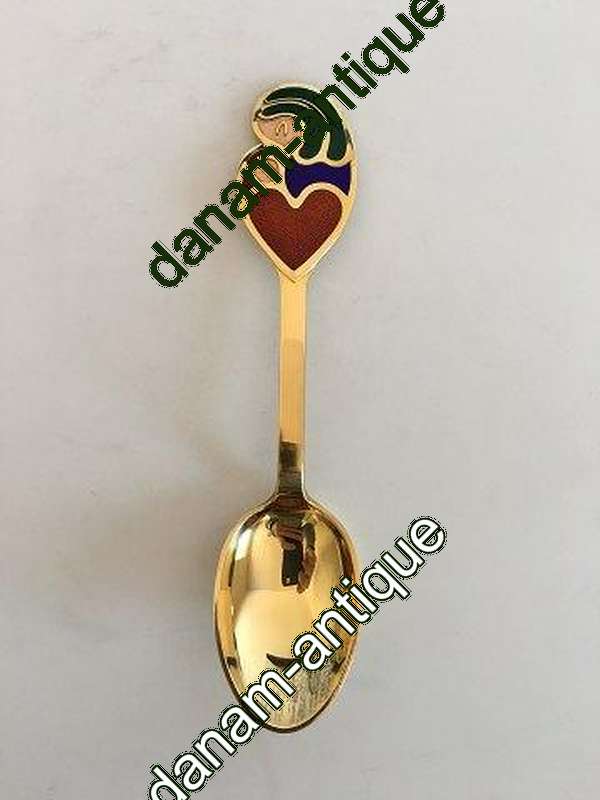 A. Michelsen Christmas Spoon 1968 Gilded Sterling Silver with Enamel