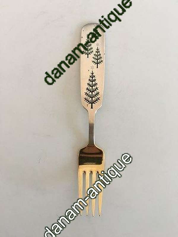 A. Michelsen 1950 Julegaffel Forgyldt Sterling Sølv med Emalje