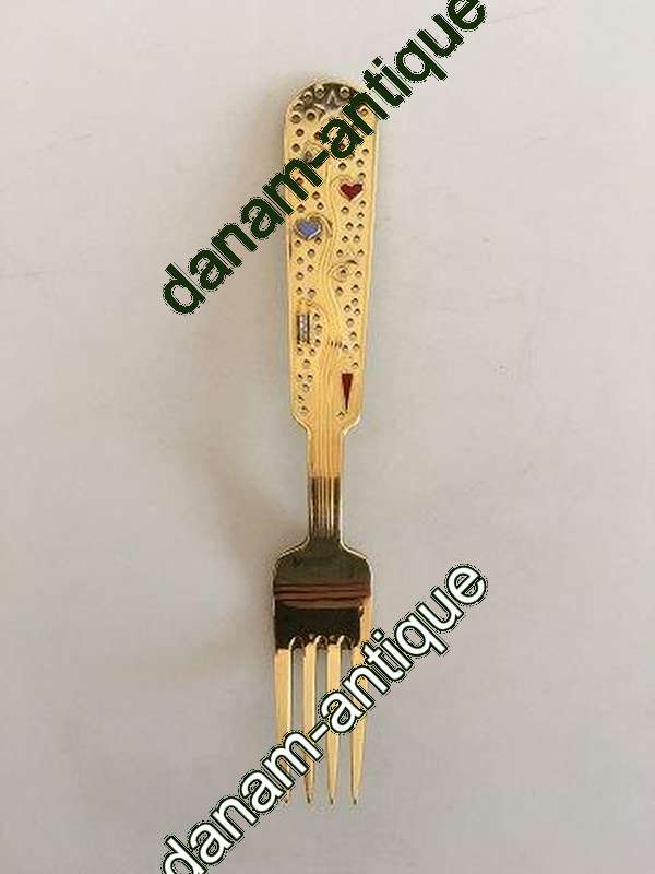 A. Michelsen 1939 Julegaffel Forgyldt Sterling Sølv med Emalje