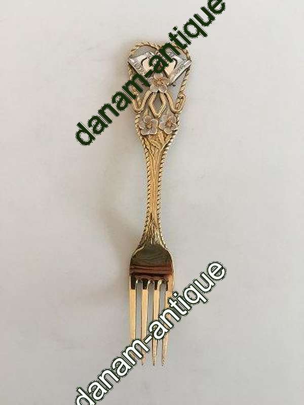 A. Michelsen 1912 Julegaffel Delvist forgyldt Sterling Sølv.